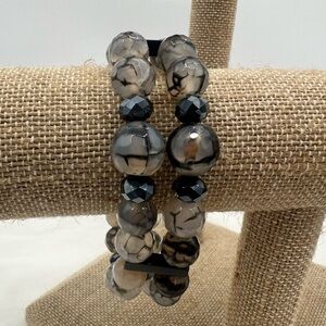 Double strand Tourmaline gemstone beaded stretch bracelet